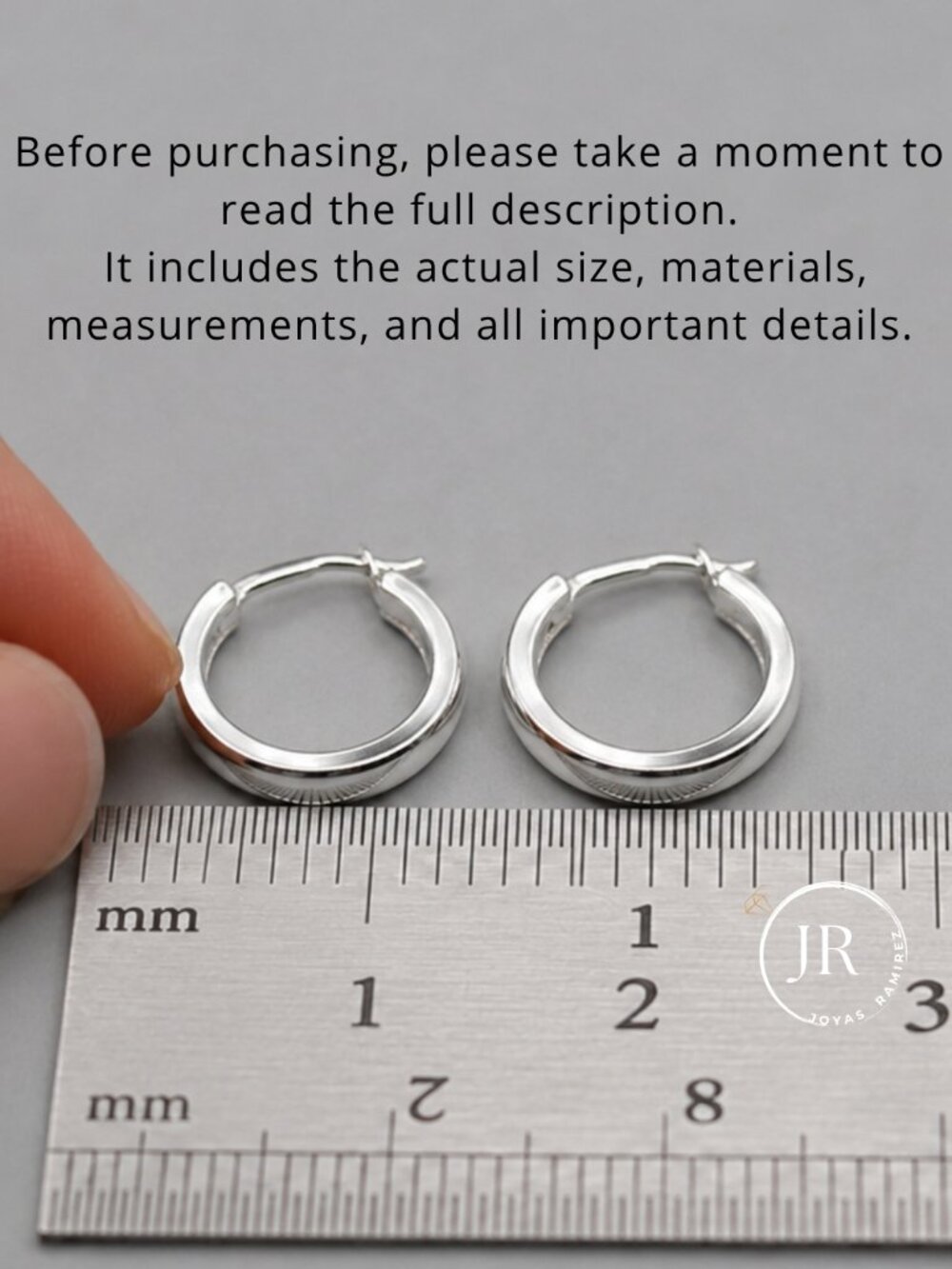 925 Sterling Silver Diamond Cut Hoop Earrings 19 mm Huggie Hoops - Picture 7 of 7